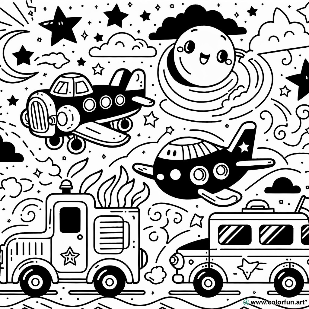 coloring page pyjamasque vehicle