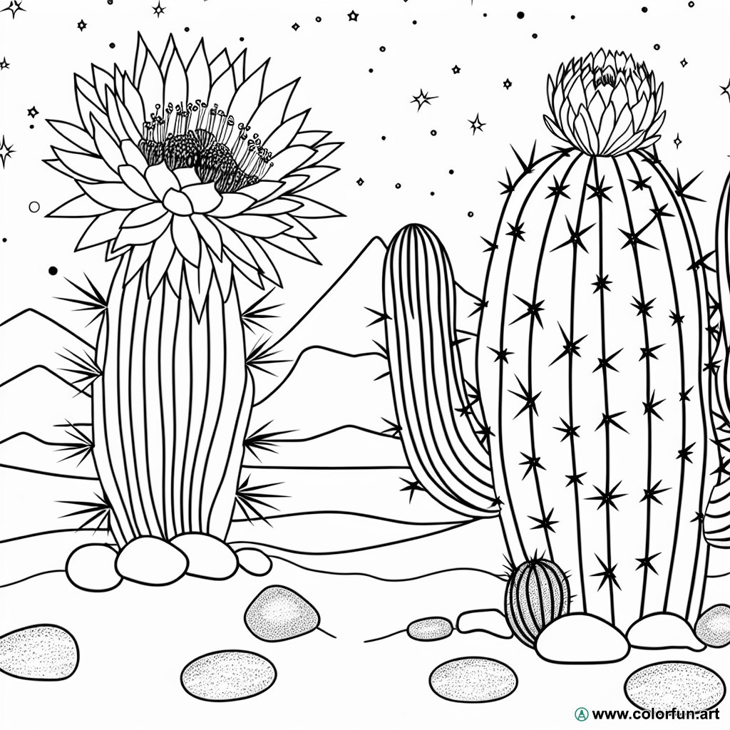 - desert cactus coloring page