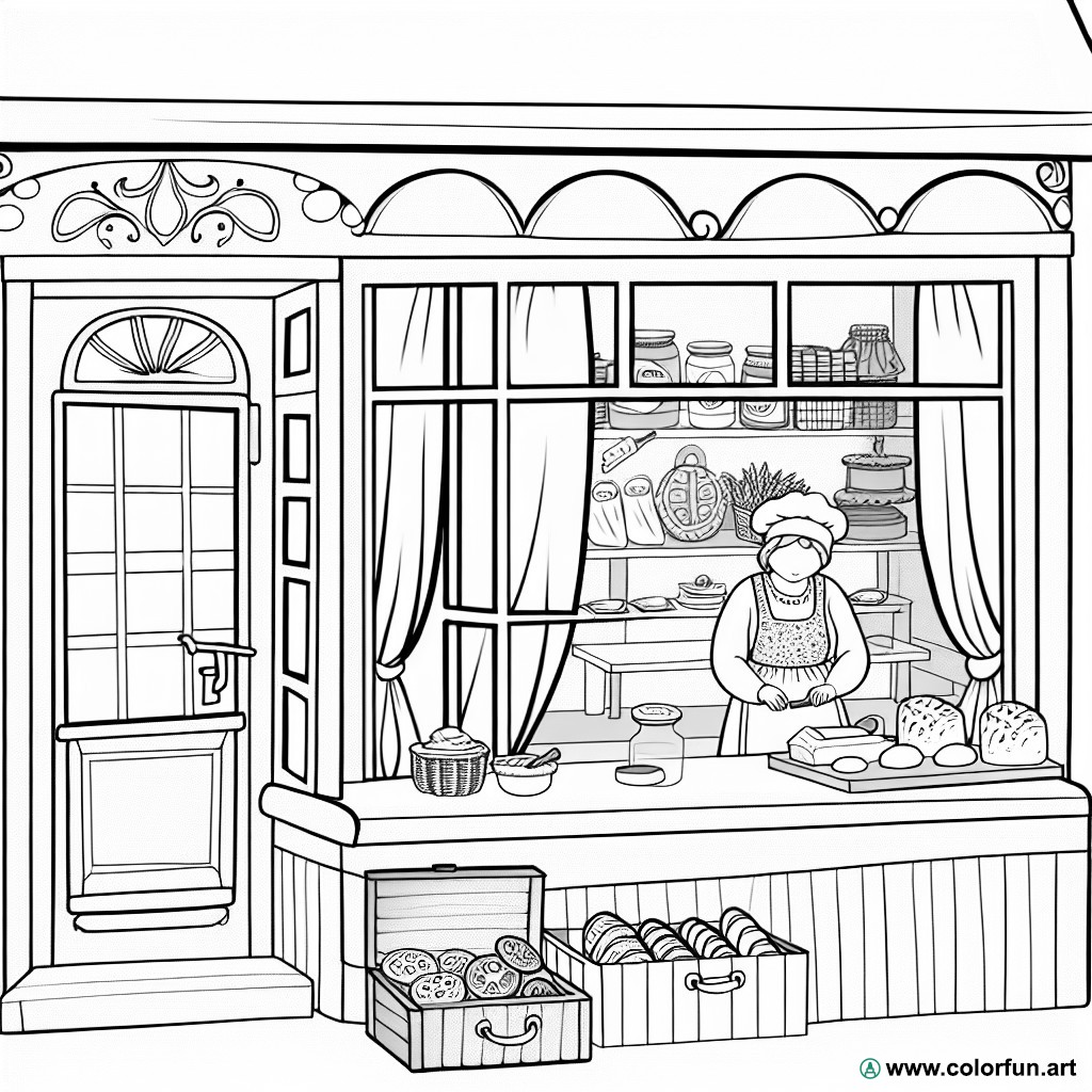 coloring page retro bakery