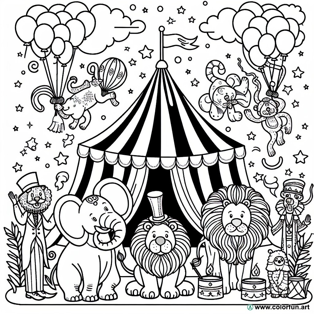 Kindergarten circus coloring page