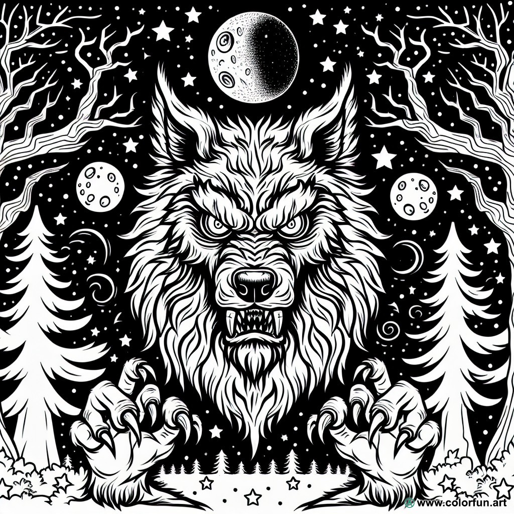 Coloring page fierce werewolf
