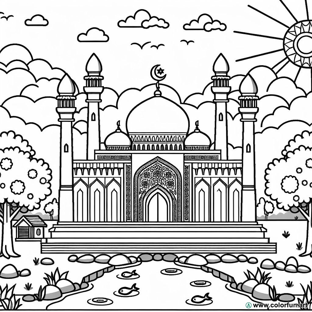 Islamic mosque coloring page