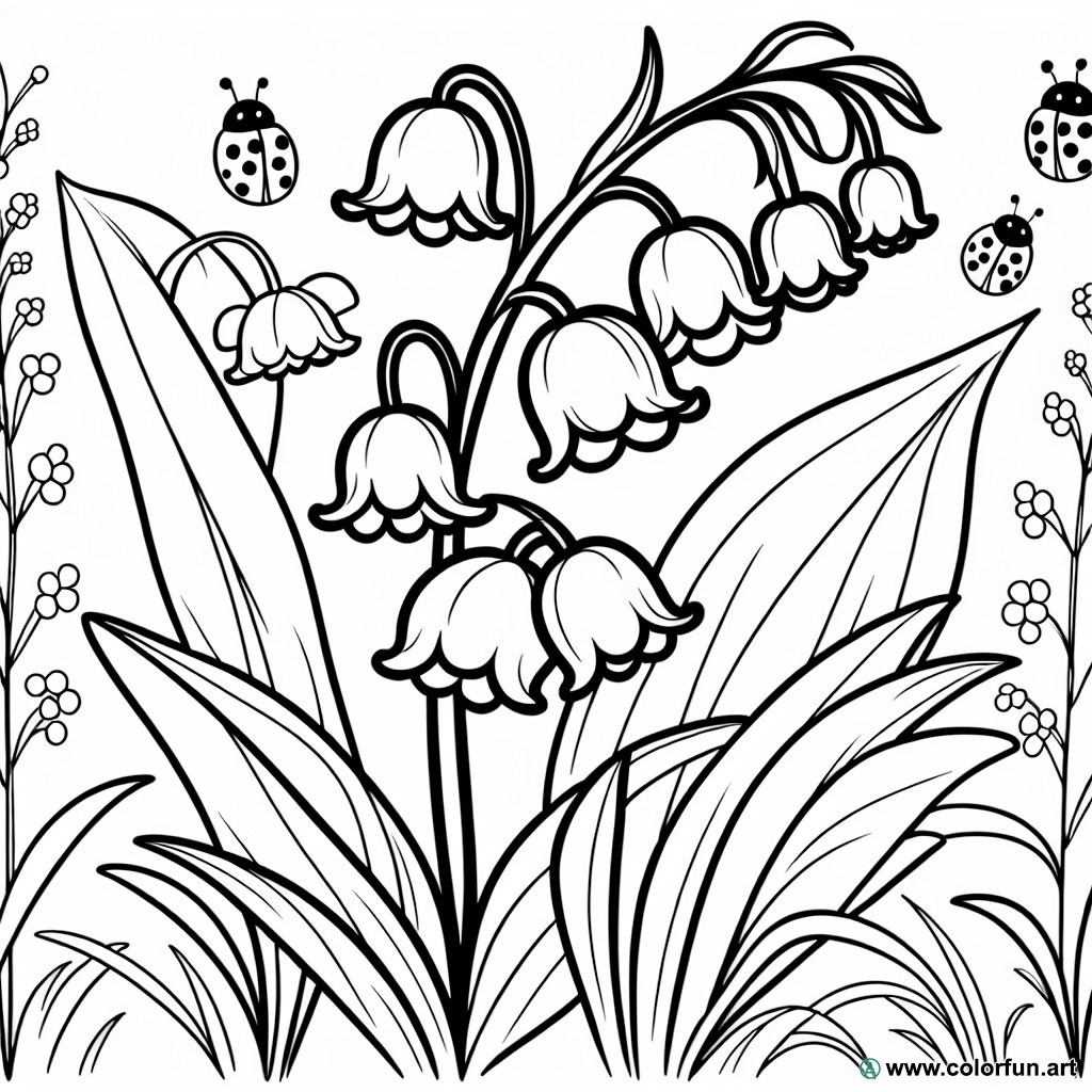 coloring page lily of the valley