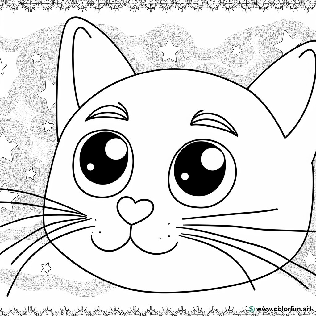 cat head coloring page