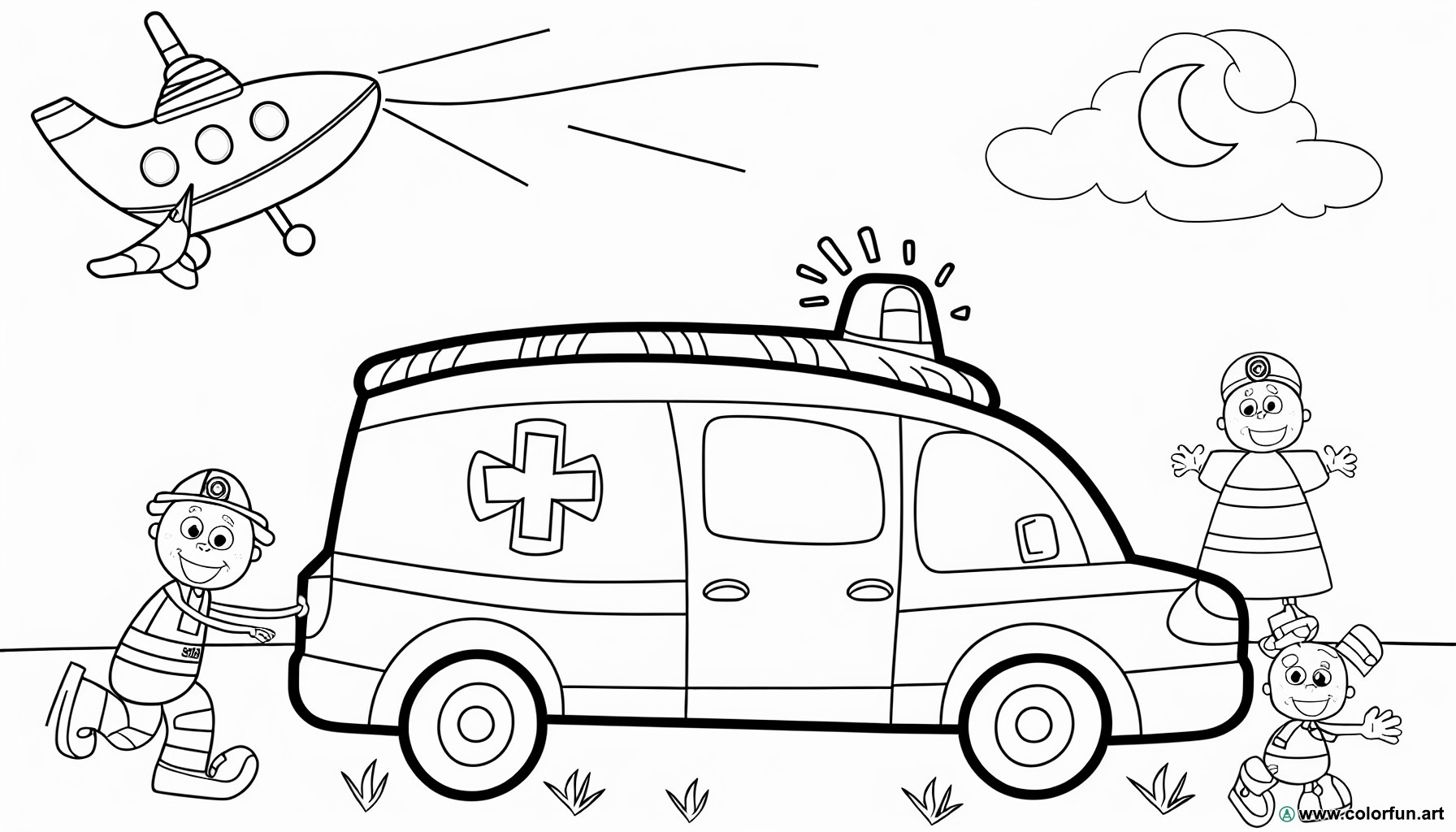 coloring page ambulance transport
