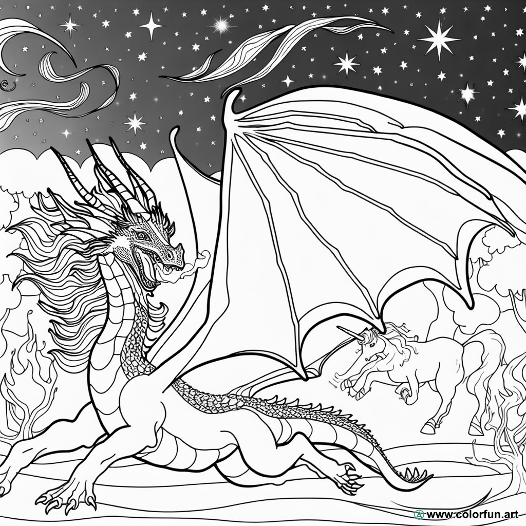 Fantastic mythical animals coloring page
