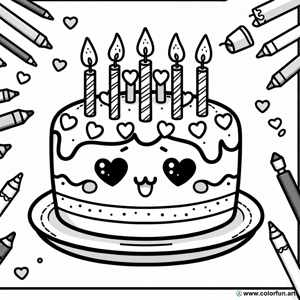 coloring page cute cake