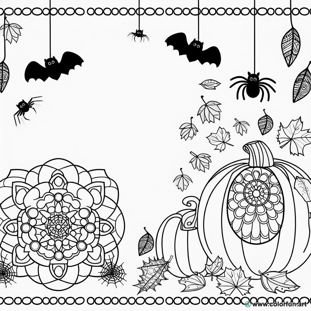 Halloween pumpkin mandala coloring page