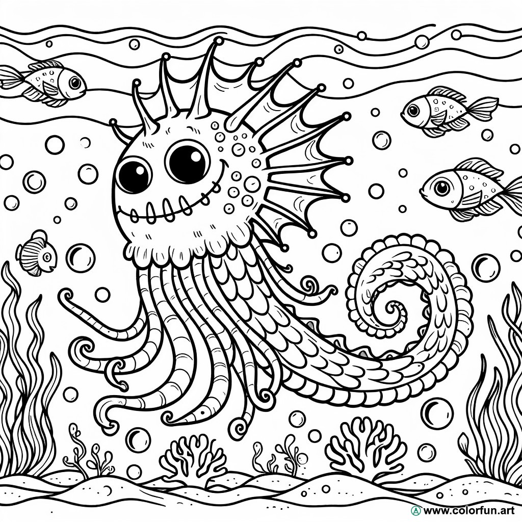 Sea monster coloring page
