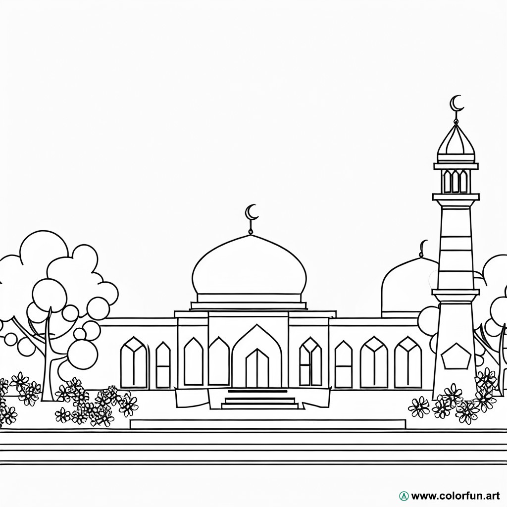 coloring page mosque