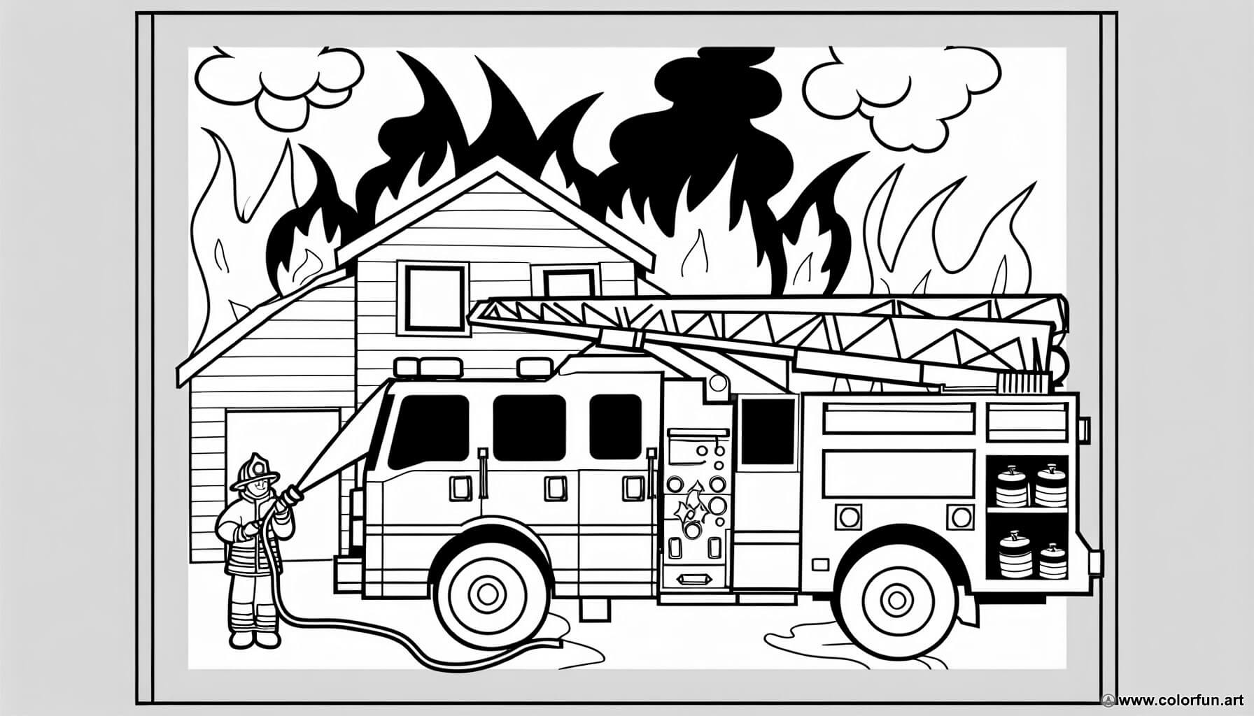 coloring page firefighters heroes