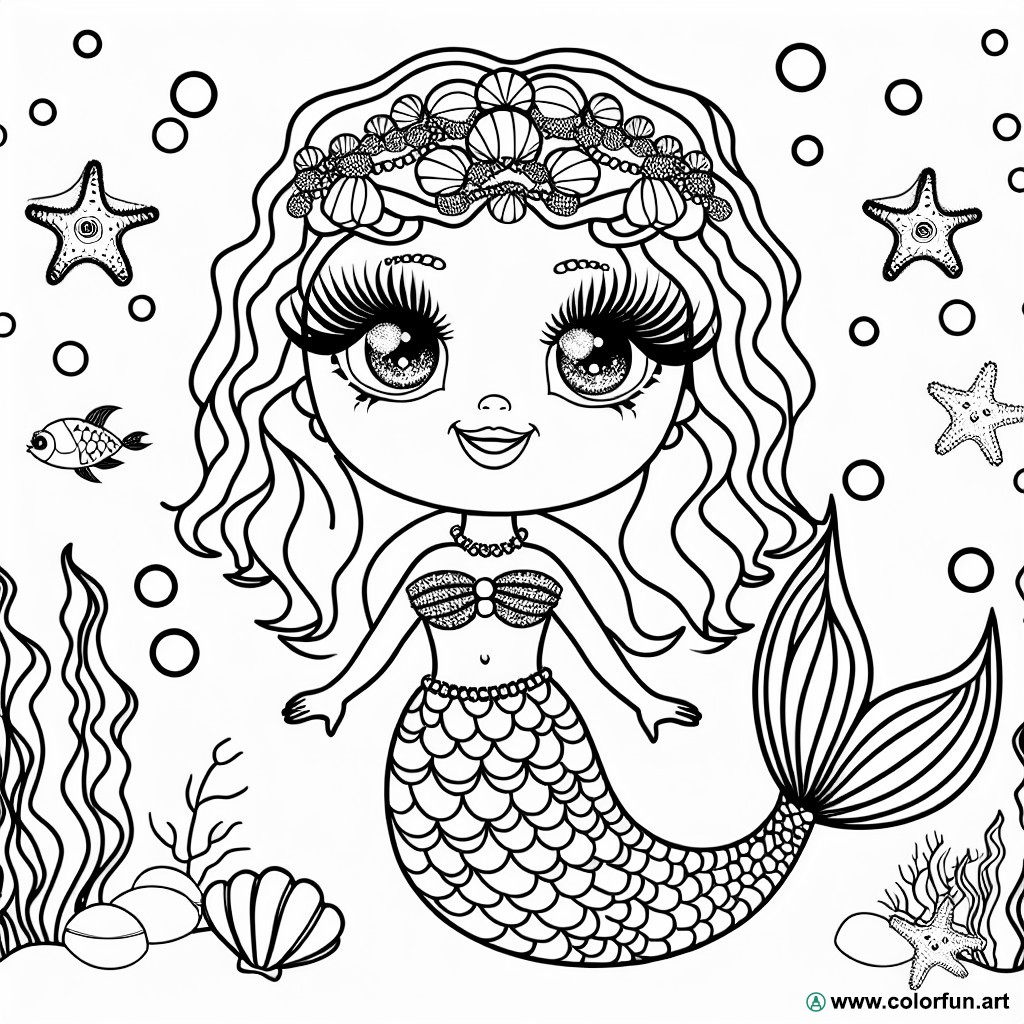 coloring page lol doll mermaid
