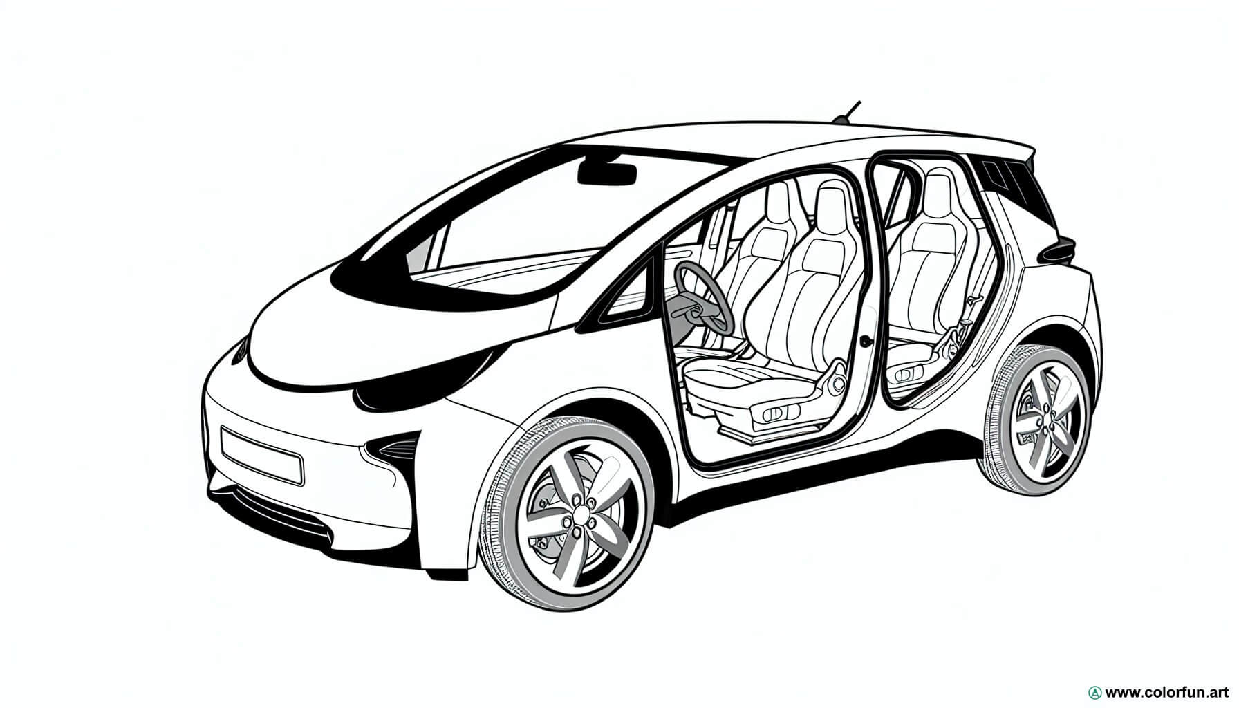 coloring page electric car