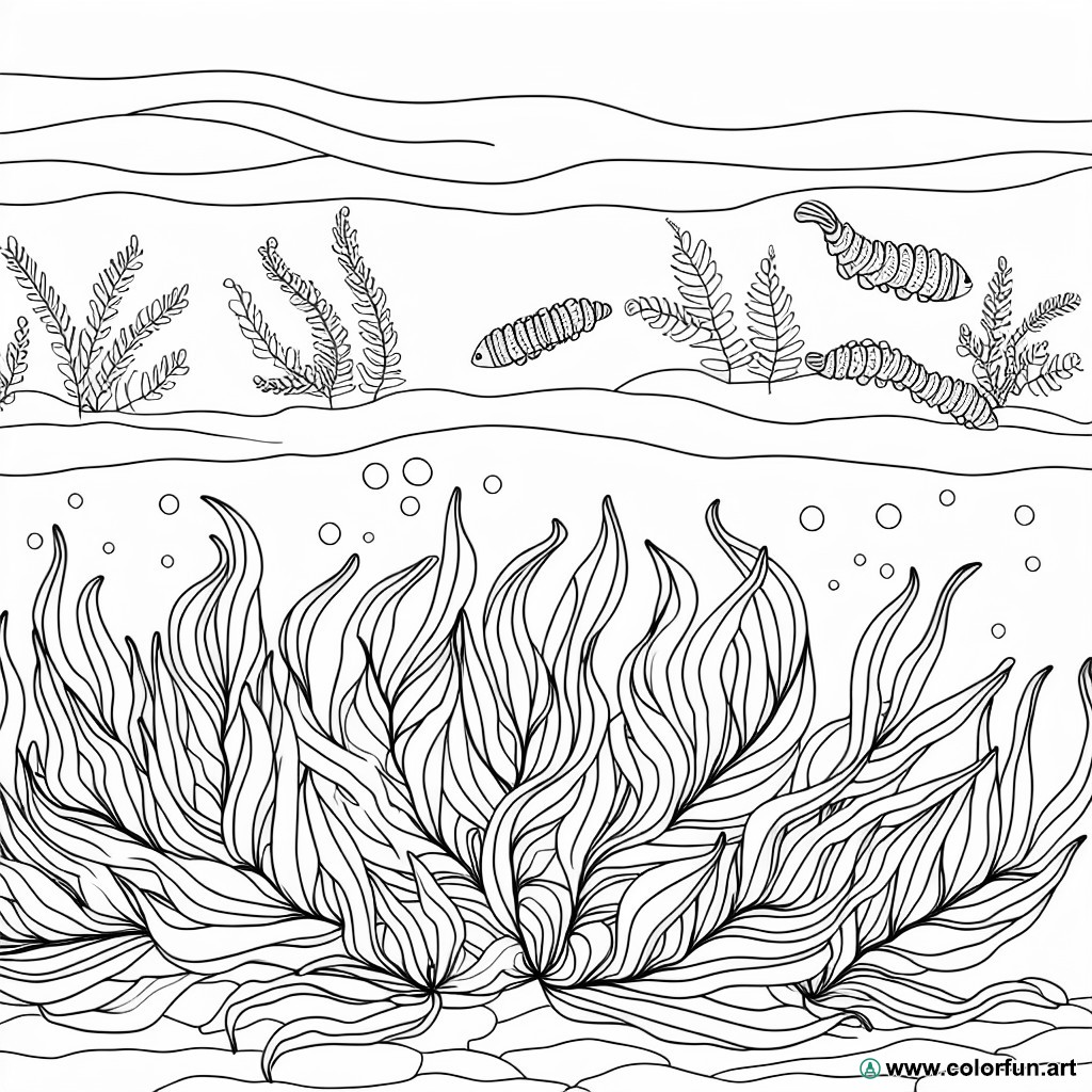 coloring page ocean seaweed