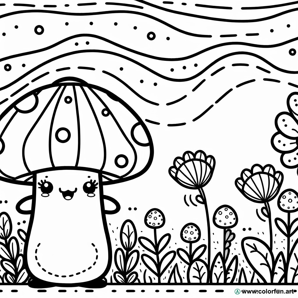 coloring page animated mushroom