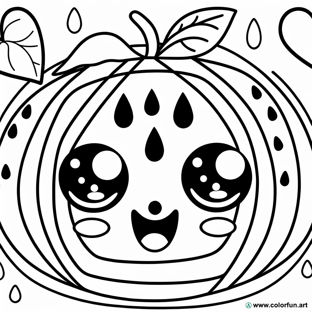 kawaii watermelon coloring page