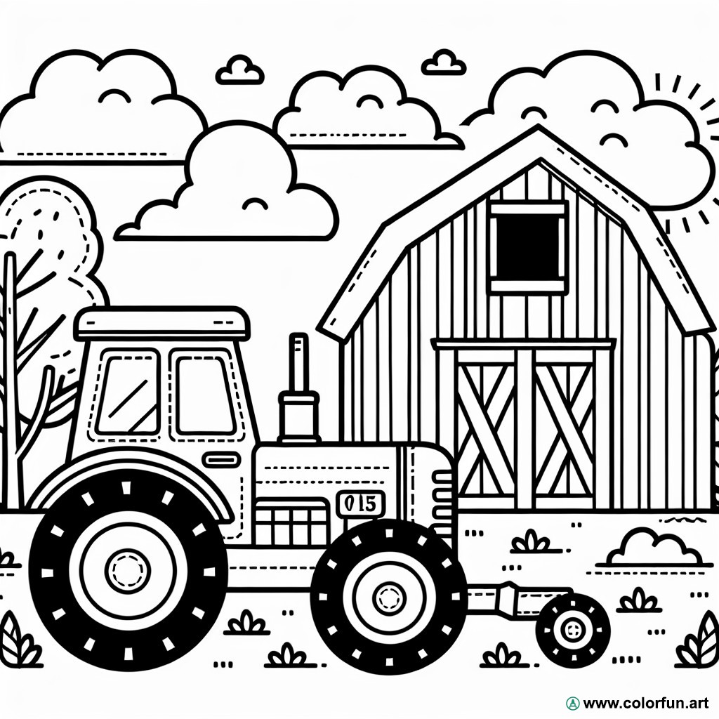 coloring page easy tractor