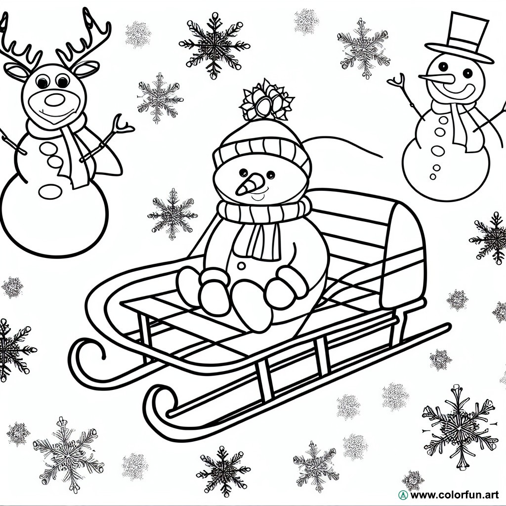 coloring page easy sleigh