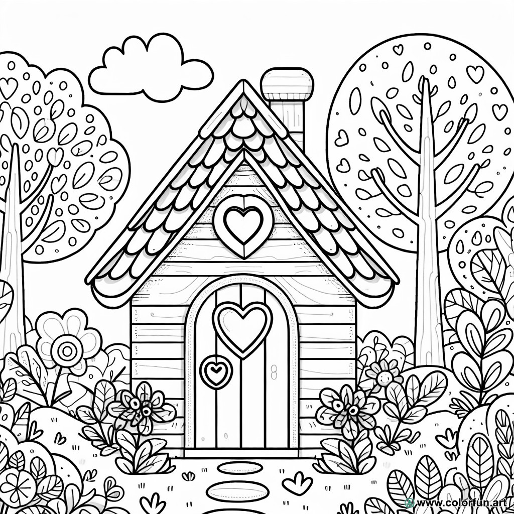 Child's cabin coloring page