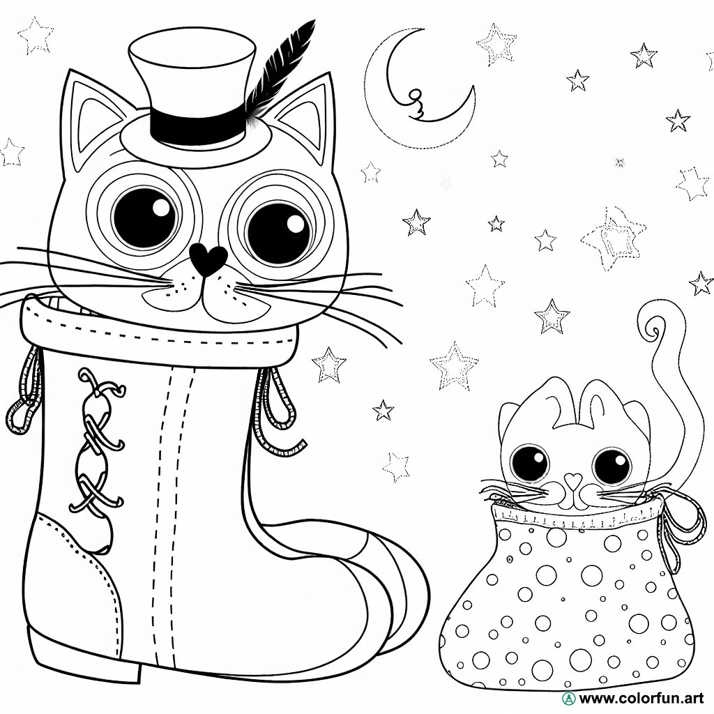 funny puss in boots coloring page