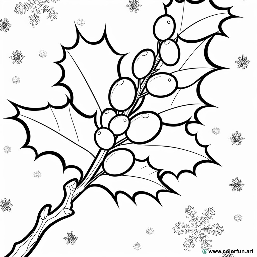 Vintage holly coloring page