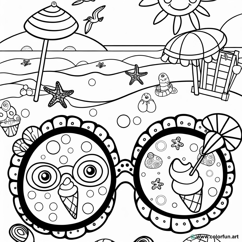 coloring page sunglasses vacation