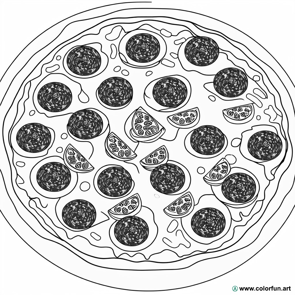 coloring page pepperoni pizza