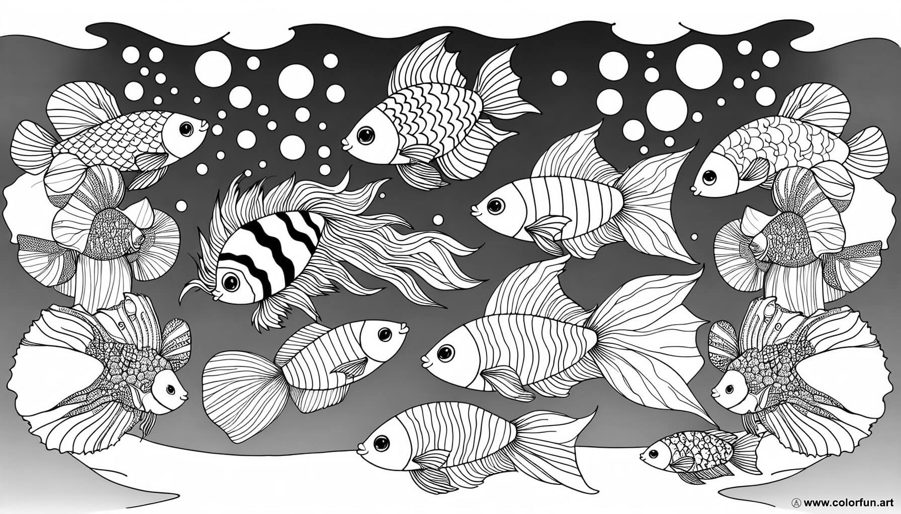 coloring page colorful fish