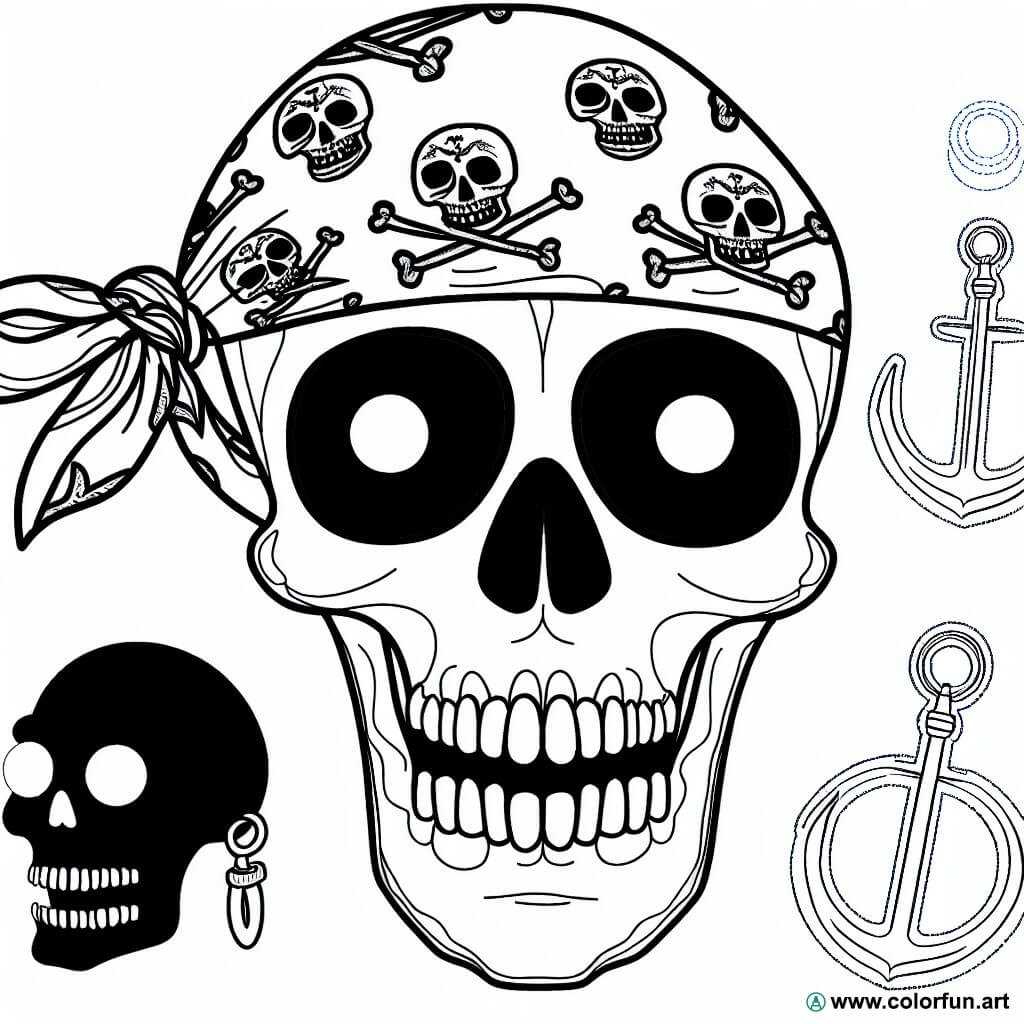 coloring page pirate skull