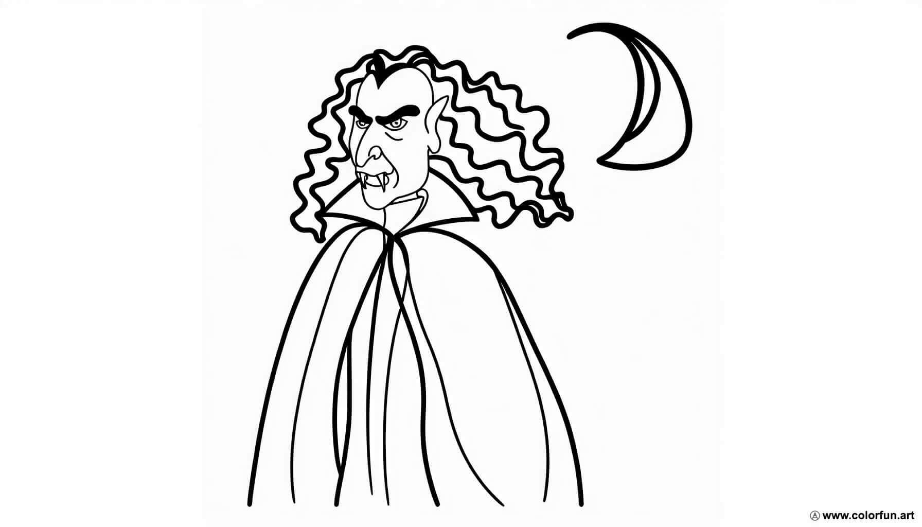 coloring page vampire halloween