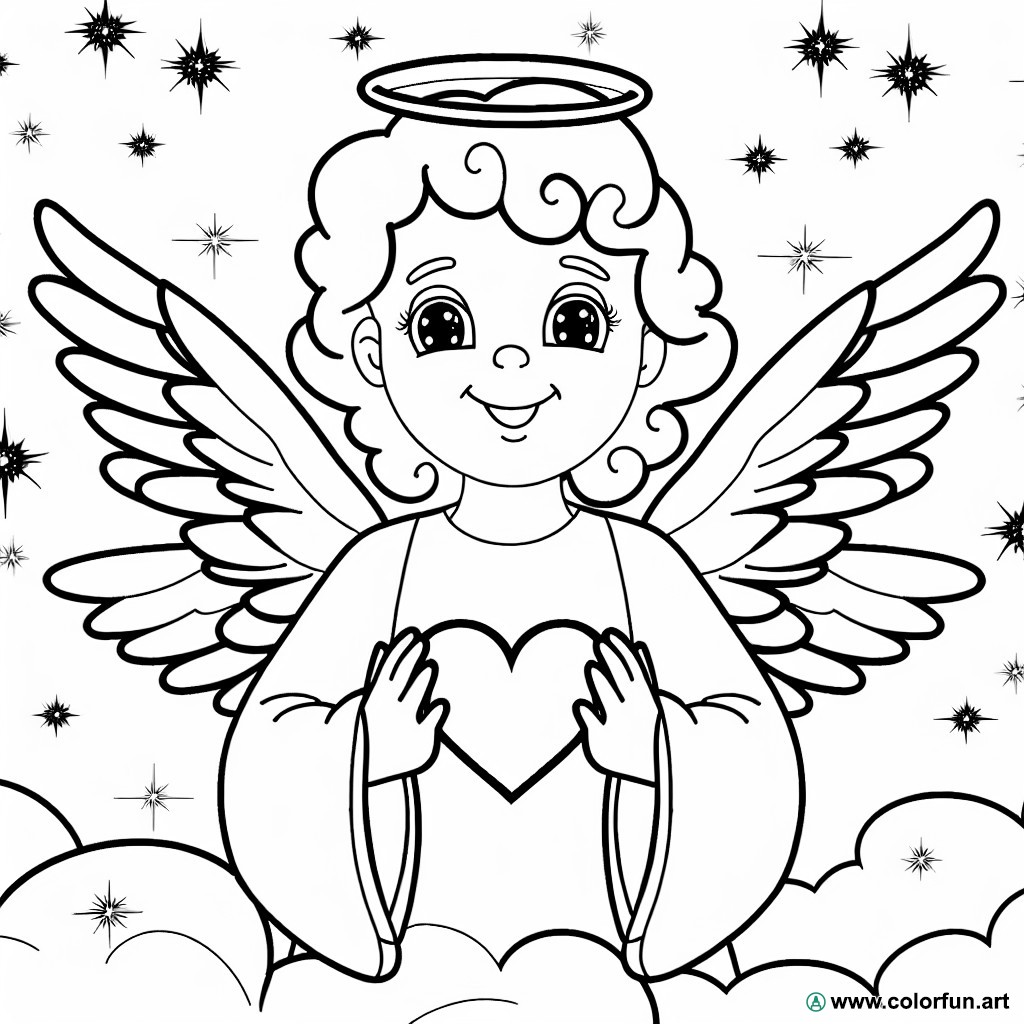 coloring page angel heart