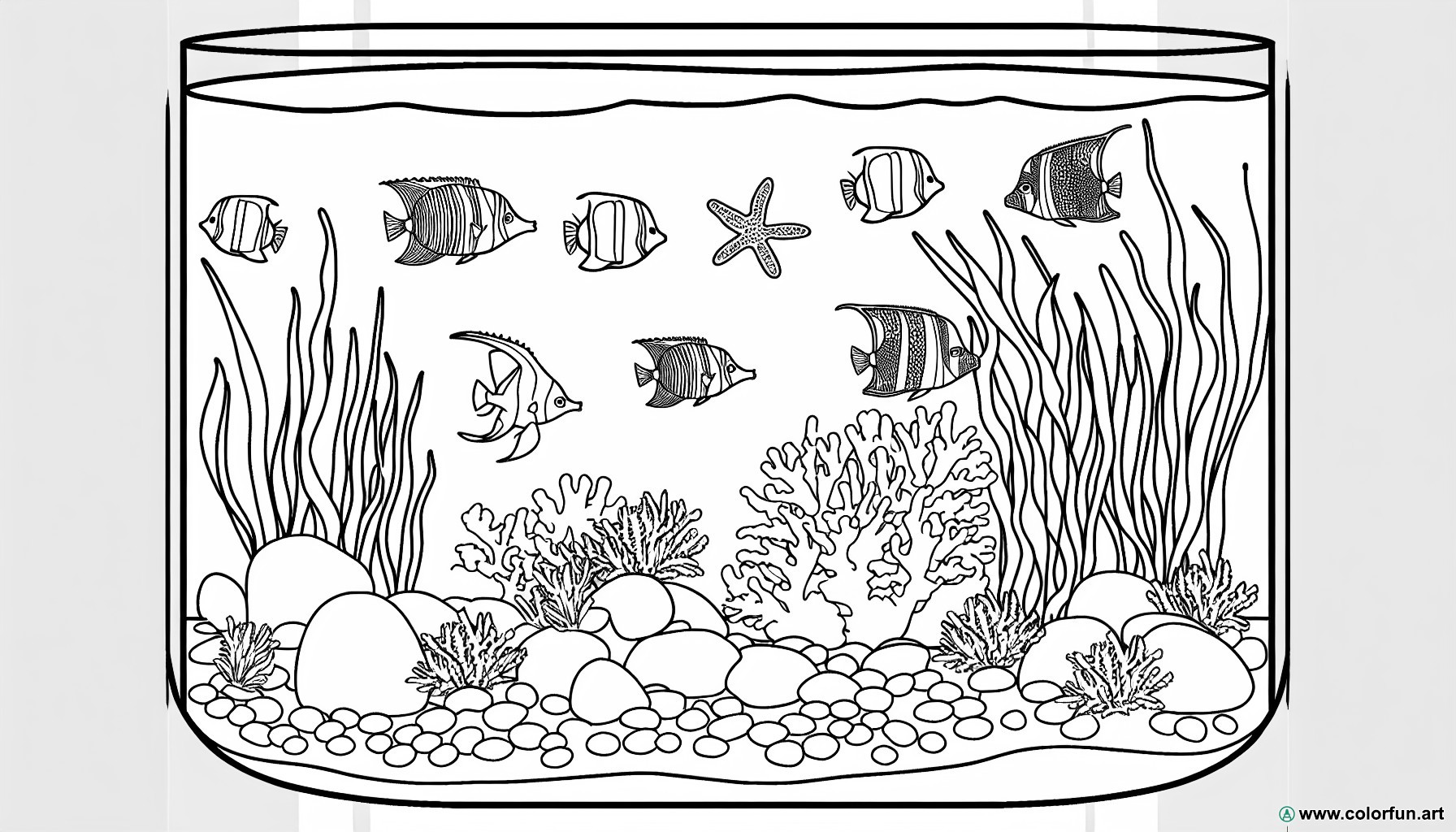 coloring page tropical aquarium