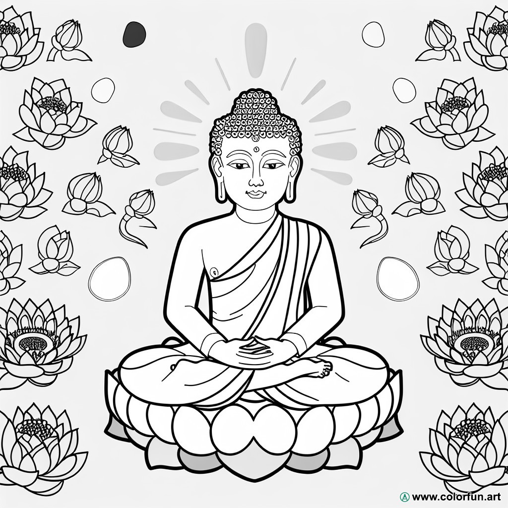 Asian Buddha coloring page