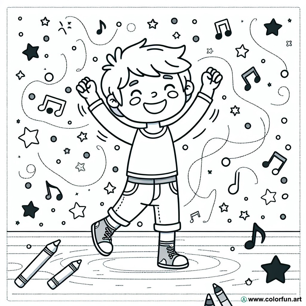 dancing boy coloring page