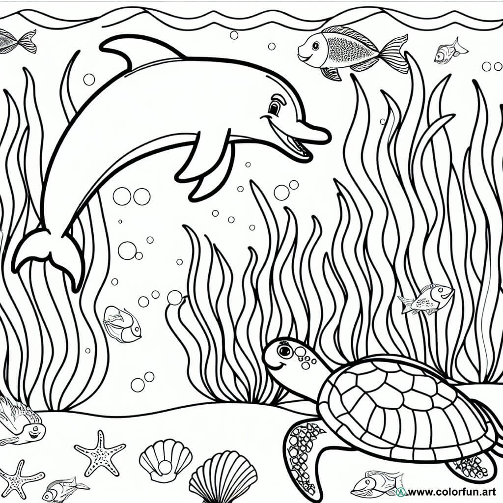 coloring page underwater sea kindergarten
