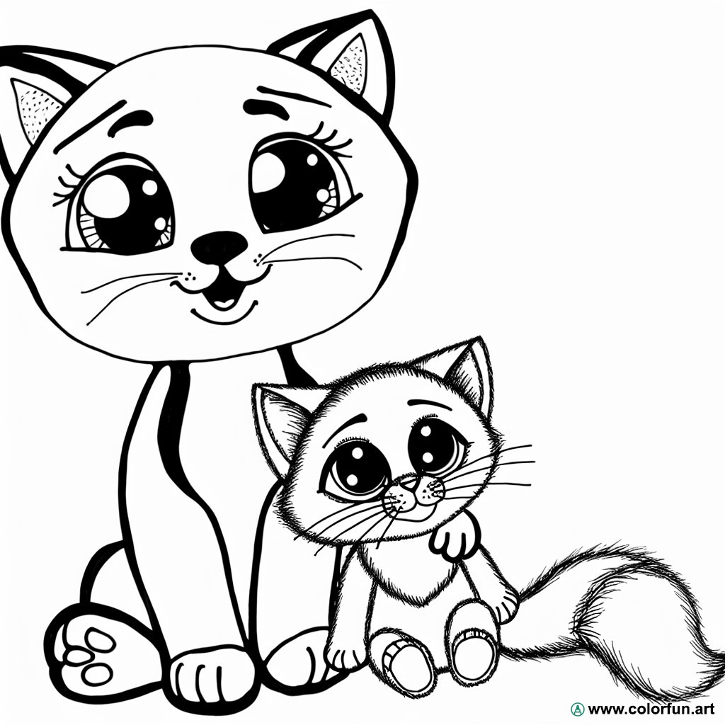 coloring page friendship kitten