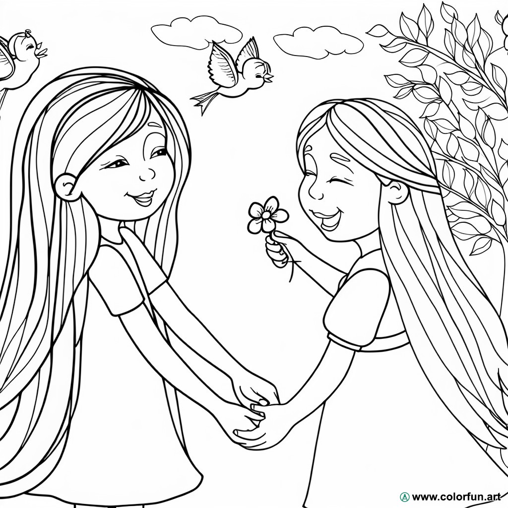 friendship girl coloring page
