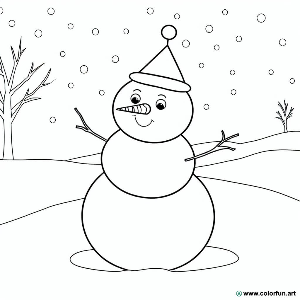 coloring page simple snowman