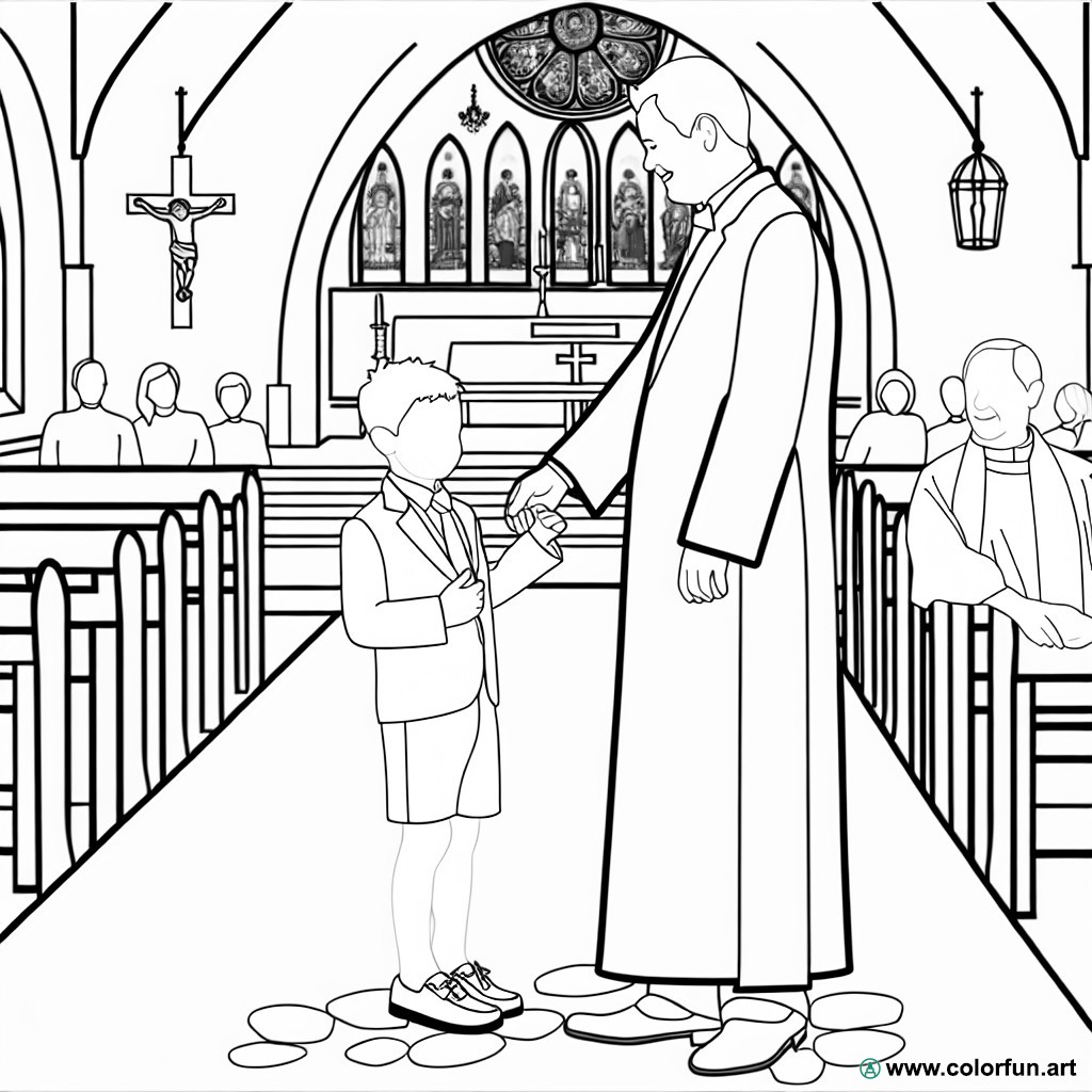 coloring page church baptism