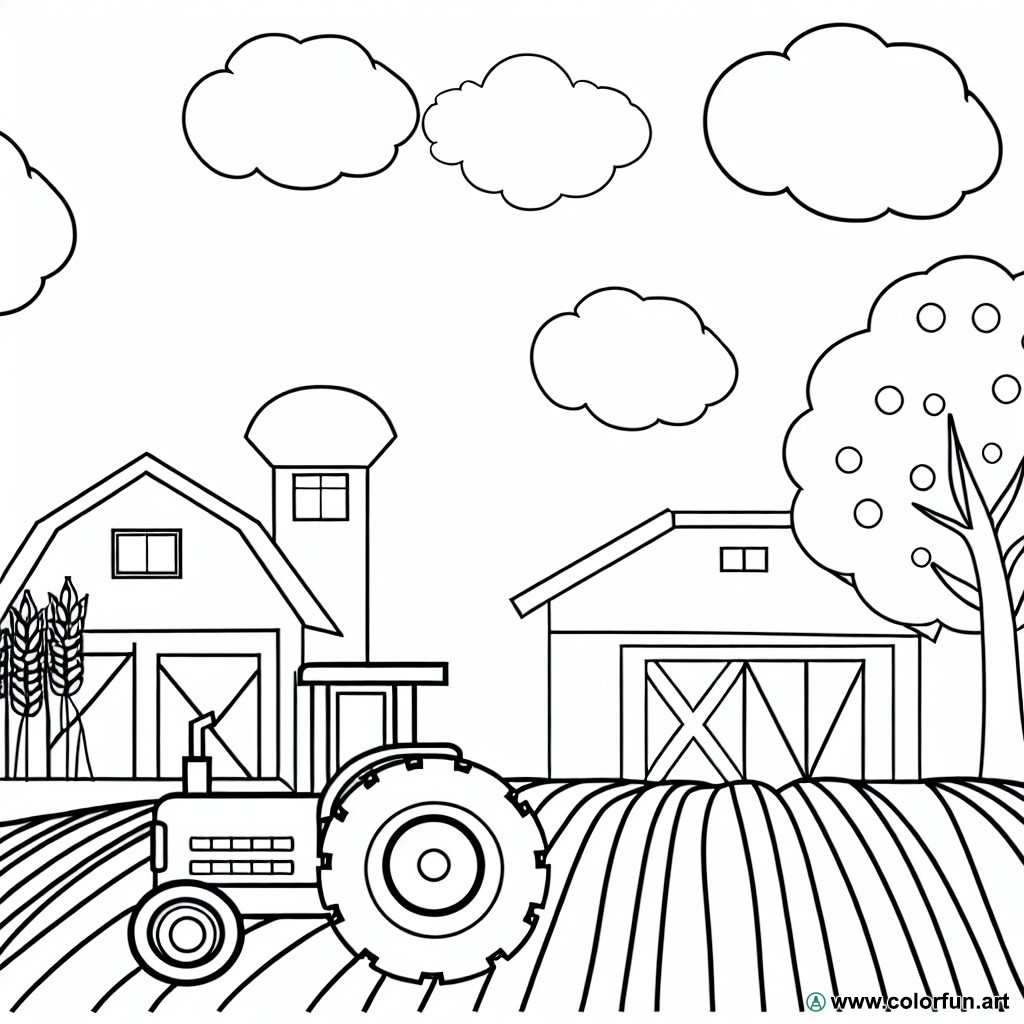 Coloring page farm tractor