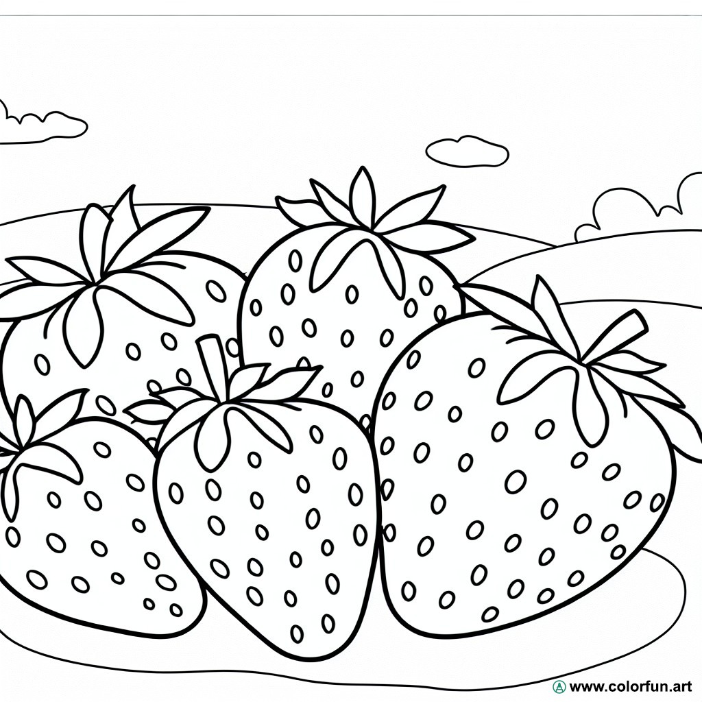 Coloring page summer strawberries