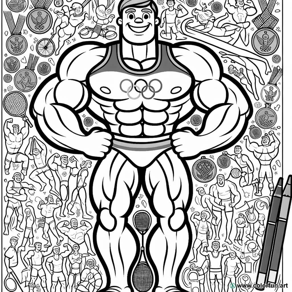 Giant coloring page for the 2024 Olympics Download or Print for free