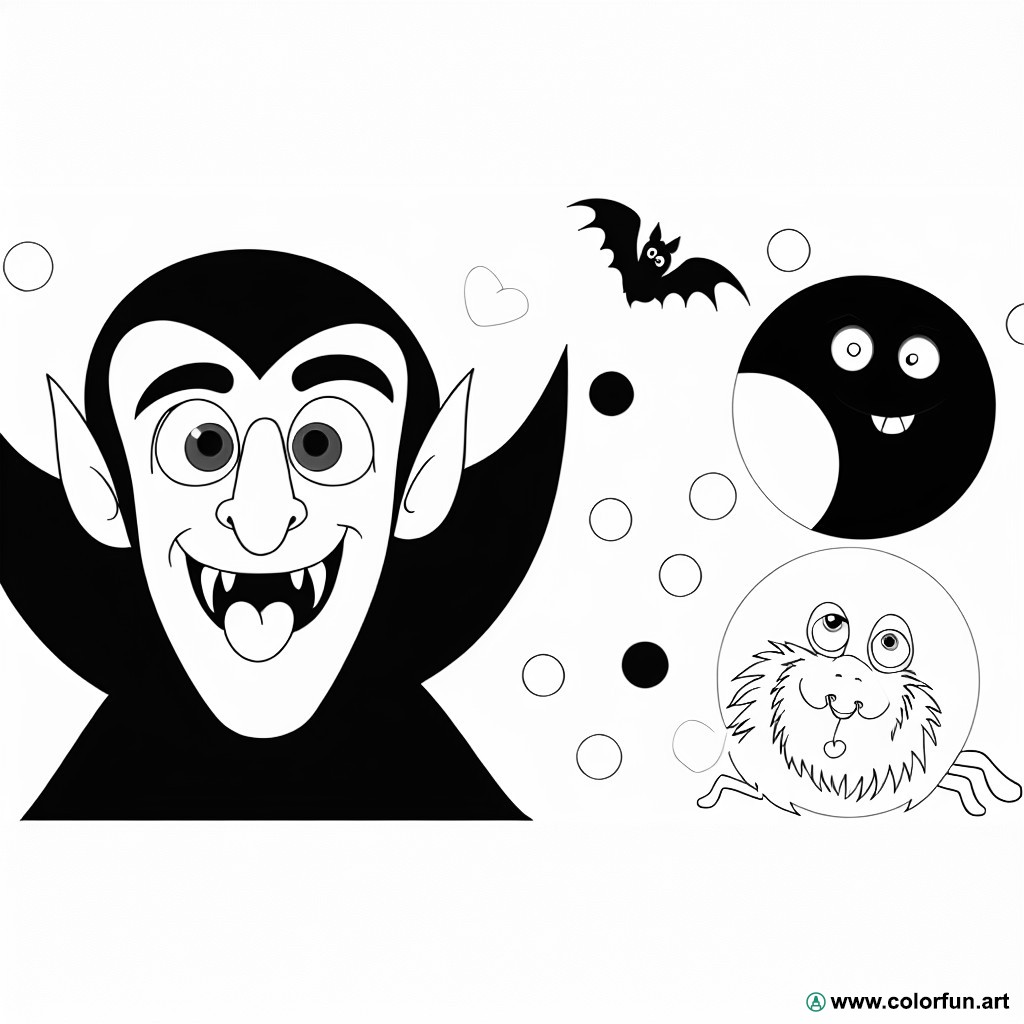 Halloween vampire spider coloring page