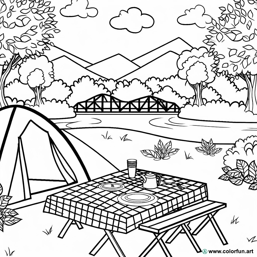 nature camping coloring page