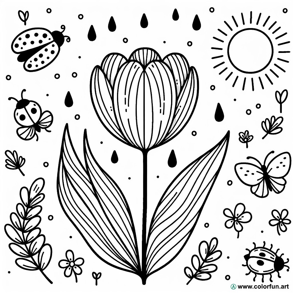 spring coloring page grade 1