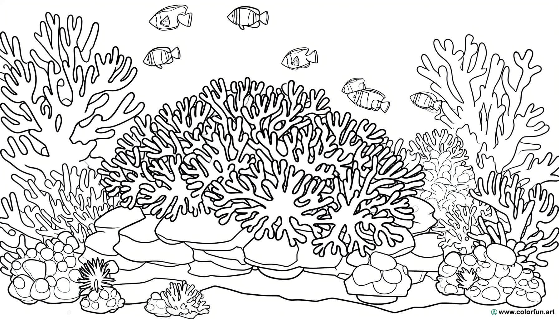 coloring page underwater corals