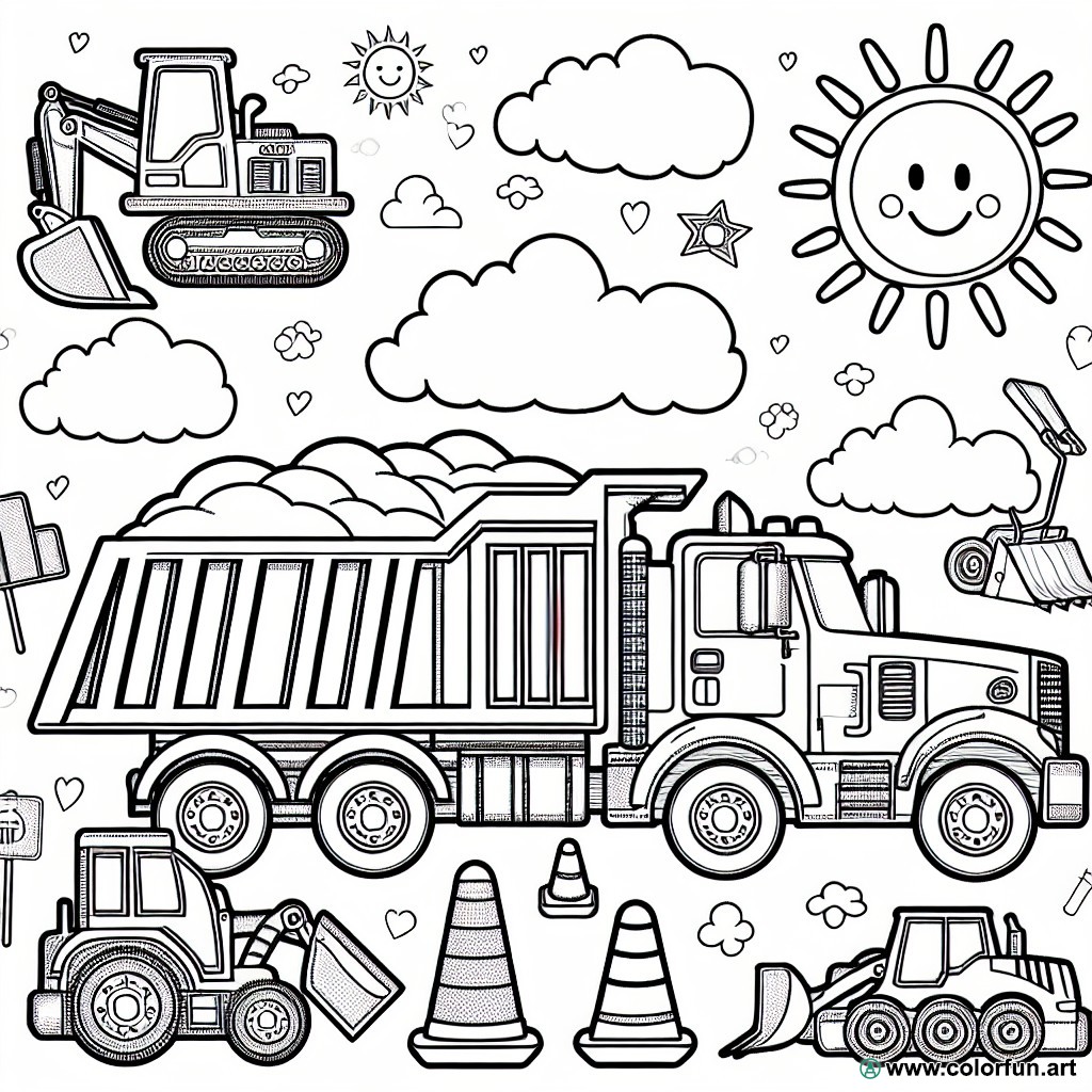coloring page construction vehicles