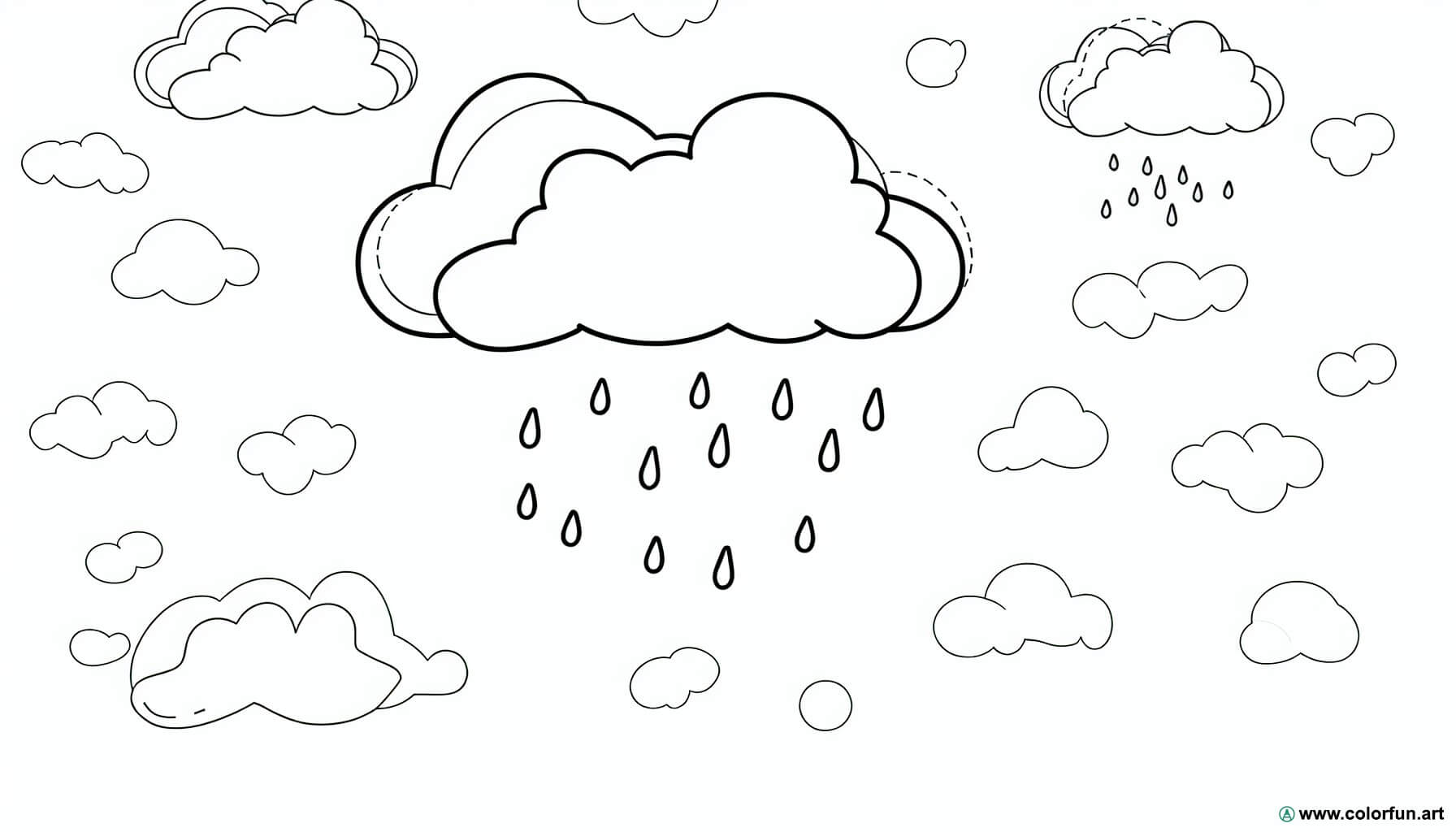 coloring page rainy cloud