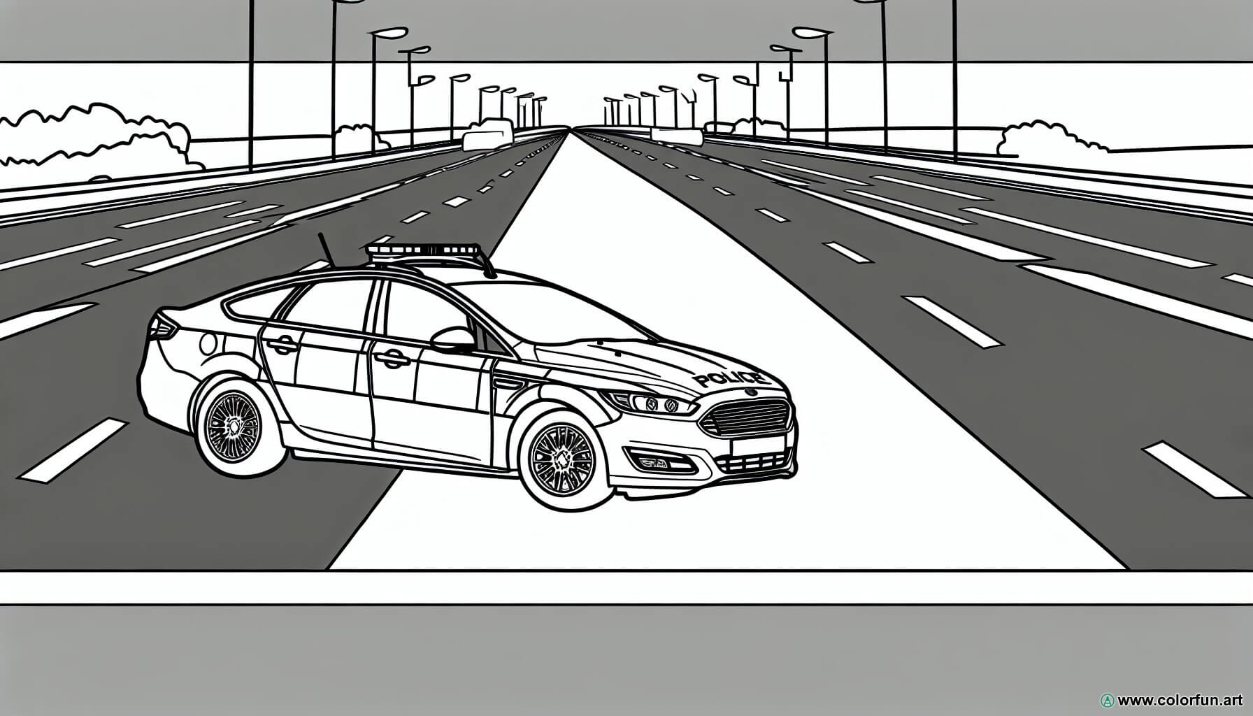 coloring page modern police car