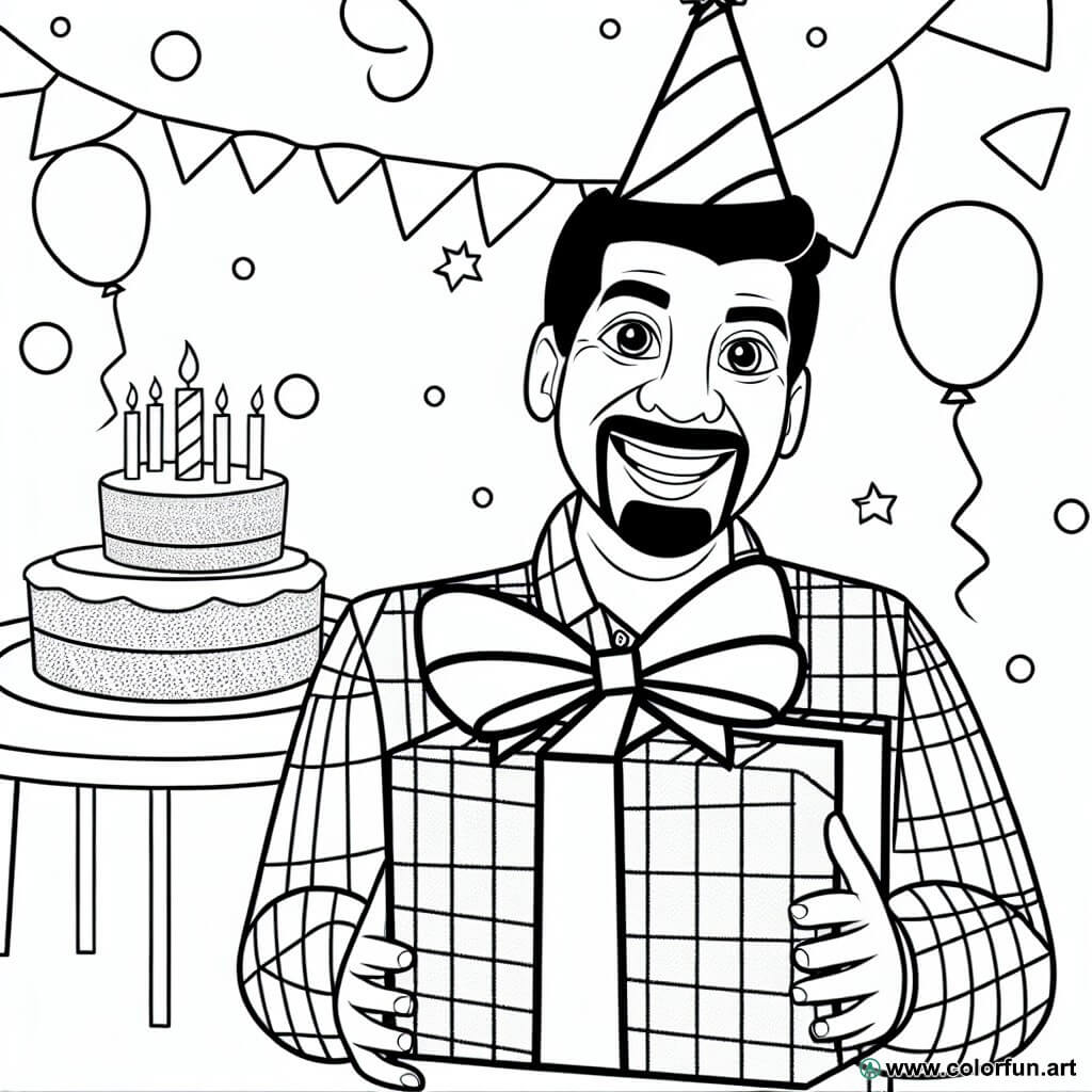 coloring page birthday dad gift